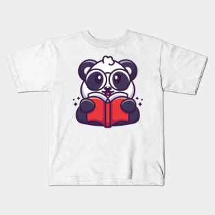 Cute panda reading book cartoon Kids T-Shirt